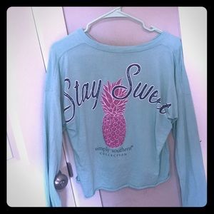 A cute teal Simply Southern crop top